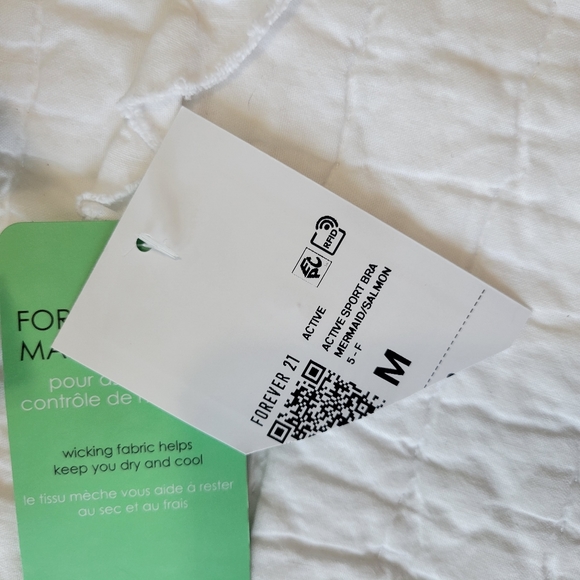 Forever 21 Twisted Back Sports Bra M NWT Tropical Leaf Neon Low Impact Quick Dry - Picture 10 of 10